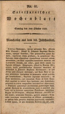 Solothurnisches Wochenblatt Samstag 3. Oktober 1829