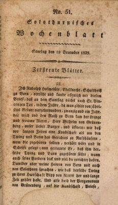 Solothurnisches Wochenblatt Samstag 19. Dezember 1829