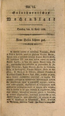 Solothurnisches Wochenblatt Samstag 10. April 1830