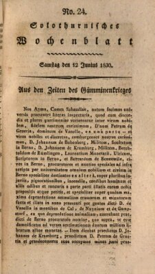 Solothurnisches Wochenblatt Samstag 12. Juni 1830