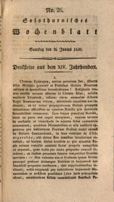 Solothurnisches Wochenblatt Samstag 26. Juni 1830