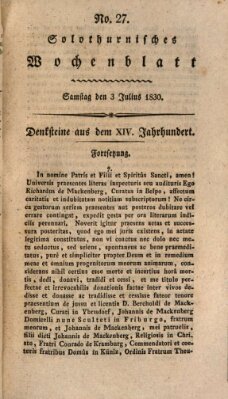 Solothurnisches Wochenblatt Samstag 3. Juli 1830