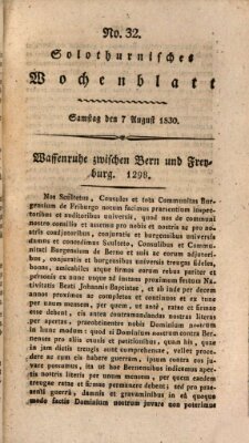 Solothurnisches Wochenblatt Samstag 7. August 1830