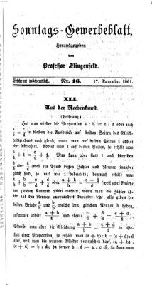 Nürnberger Sonntags-Gewerbeblatt Sonntag 17. November 1861
