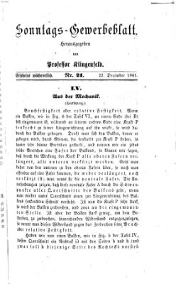 Nürnberger Sonntags-Gewerbeblatt Sonntag 22. Dezember 1861