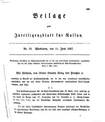 Intelligenzblatt für Nassau (Herzoglich-nassauisches allgemeines Intelligenzblatt) Dienstag 11. Juni 1867