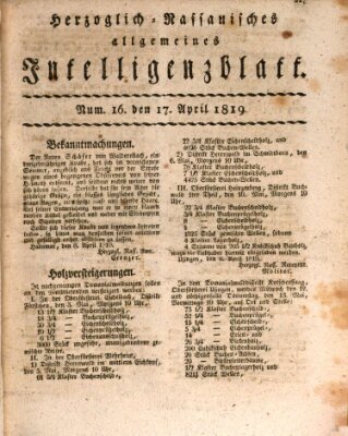 Herzoglich-nassauisches allgemeines Intelligenzblatt Samstag 17. April 1819