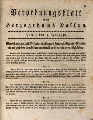 Herzoglich-nassauisches allgemeines Intelligenzblatt Samstag 1. Mai 1819