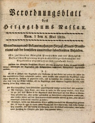 Herzoglich-nassauisches allgemeines Intelligenzblatt Samstag 8. Mai 1819