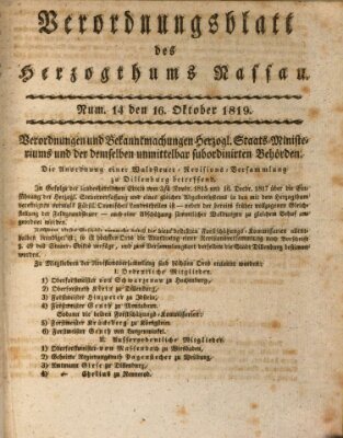 Herzoglich-nassauisches allgemeines Intelligenzblatt Samstag 16. Oktober 1819