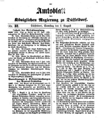 Amtsblatt für den Regierungsbezirk Düsseldorf Samstag 7. August 1869
