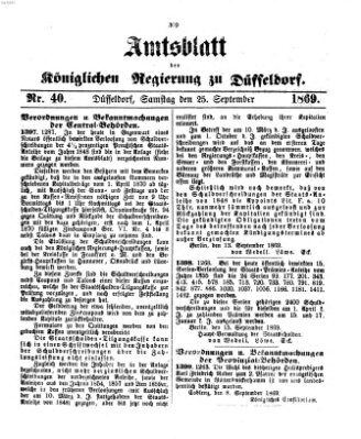 Amtsblatt für den Regierungsbezirk Düsseldorf Samstag 25. September 1869