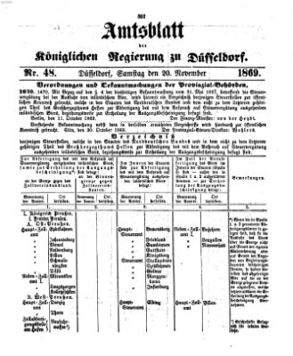 Amtsblatt für den Regierungsbezirk Düsseldorf Samstag 20. November 1869