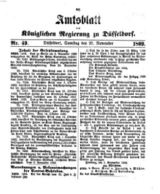 Amtsblatt für den Regierungsbezirk Düsseldorf Samstag 27. November 1869