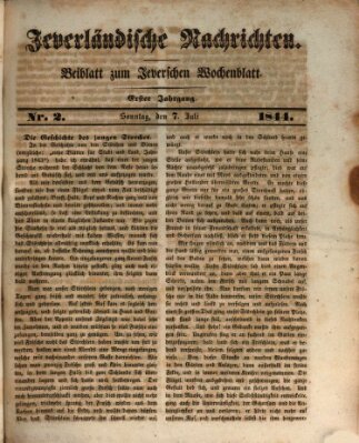 Jeverländische Nachrichten Sonntag 7. Juli 1844