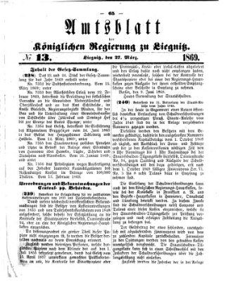Amts-Blatt der Preußischen Regierung zu Liegnitz Samstag 27. März 1869