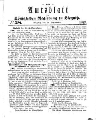 Amts-Blatt der Preußischen Regierung zu Liegnitz Samstag 18. September 1869