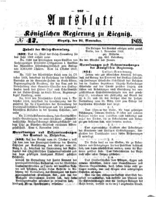 Amts-Blatt der Preußischen Regierung zu Liegnitz Sonntag 21. November 1869