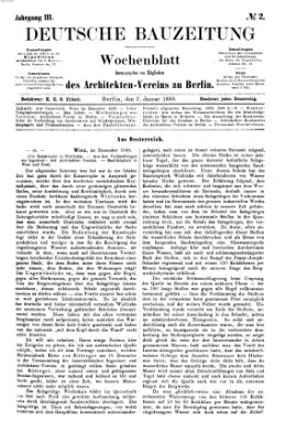Deutsche Bauzeitung 〈Berlin〉 Donnerstag 7. Januar 1869