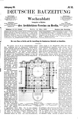 Deutsche Bauzeitung 〈Berlin〉 Donnerstag 18. März 1869