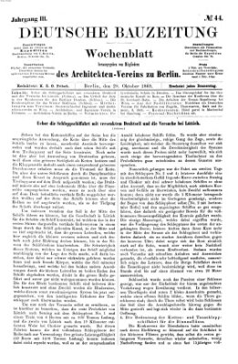 Deutsche Bauzeitung 〈Berlin〉 Donnerstag 28. Oktober 1869