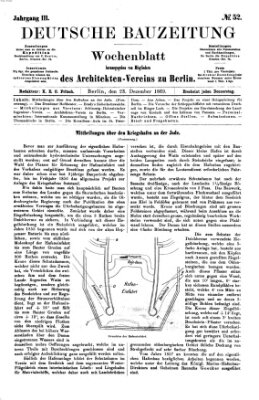 Deutsche Bauzeitung 〈Berlin〉 Donnerstag 23. Dezember 1869