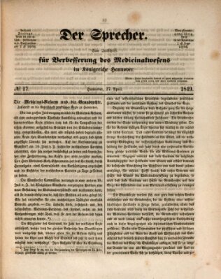 Sprecher Freitag 27. April 1849