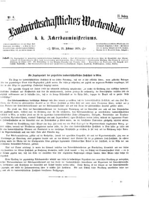 Landwirthschaftliches Wochenblatt des K.K. Ackerbauministeriums in Wien Freitag 25. Februar 1870