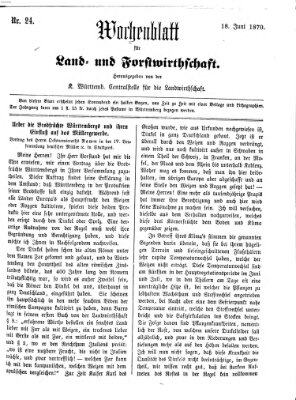 Wochenblatt für Land- und Forstwirthschaft Samstag 18. Juni 1870