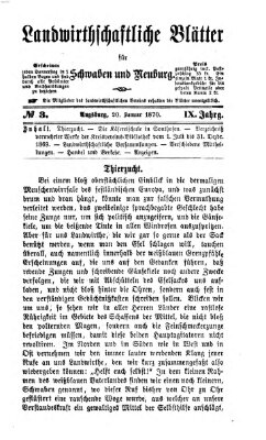 Landwirtschaftliche Blätter für Schwaben und Neuburg Donnerstag 20. Januar 1870