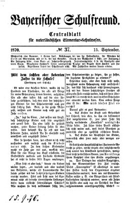 Bayerischer Schulfreund Donnerstag 15. September 1870