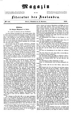 Magazin für die Literatur des Auslandes Samstag 26. September 1857