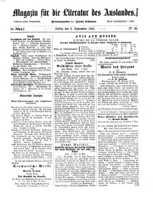 Magazin für die Literatur des Auslandes Samstag 2. September 1865