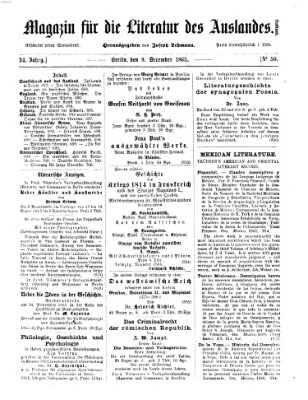 Magazin für die Literatur des Auslandes Samstag 9. Dezember 1865
