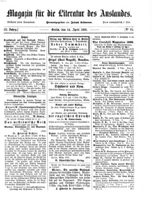 Magazin für die Literatur des Auslandes Samstag 14. April 1866