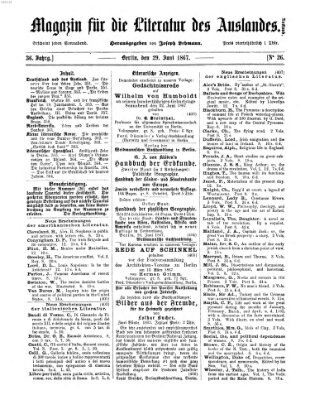 Magazin für die Literatur des Auslandes Samstag 29. Juni 1867