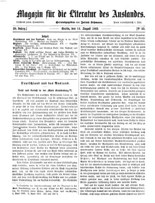 Magazin für die Literatur des Auslandes Samstag 14. August 1869
