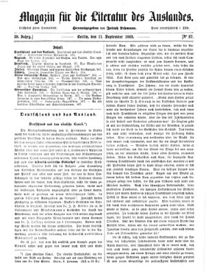Magazin für die Literatur des Auslandes Samstag 11. September 1869