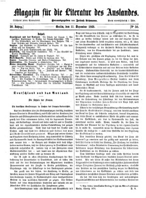 Magazin für die Literatur des Auslandes Samstag 11. Dezember 1869