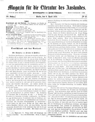 Magazin für die Literatur des Auslandes Samstag 9. April 1870