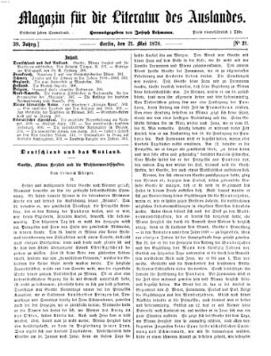 Magazin für die Literatur des Auslandes Samstag 21. Mai 1870