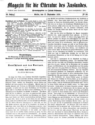 Magazin für die Literatur des Auslandes Samstag 17. September 1870