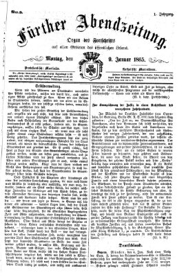 Fürther Abendzeitung Montag 9. Januar 1865
