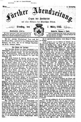 Fürther Abendzeitung Dienstag 7. März 1865