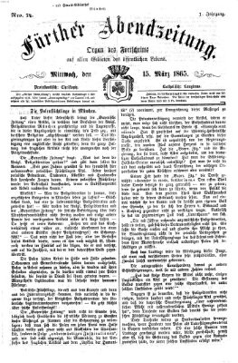 Fürther Abendzeitung Mittwoch 15. März 1865