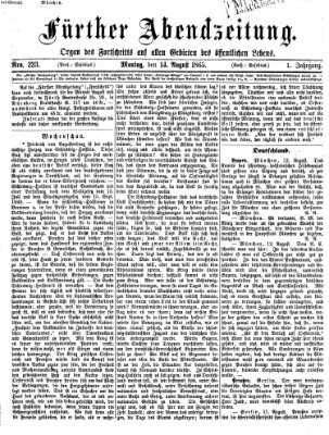 Fürther Abendzeitung Montag 14. August 1865