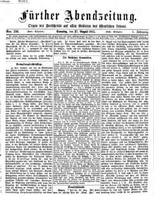 Fürther Abendzeitung Sonntag 27. August 1865
