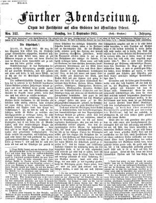 Fürther Abendzeitung Samstag 2. September 1865