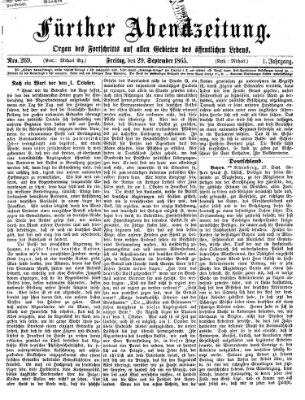 Fürther Abendzeitung Freitag 29. September 1865