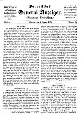 Bayerischer General-Anzeiger (Nürnberger Abendzeitung) Samstag 4. Januar 1862